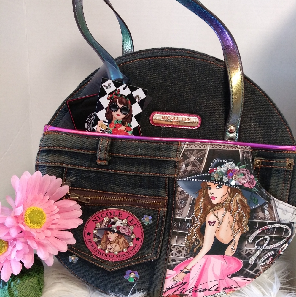 Nicole Lee Denim Vintage Look Handbag